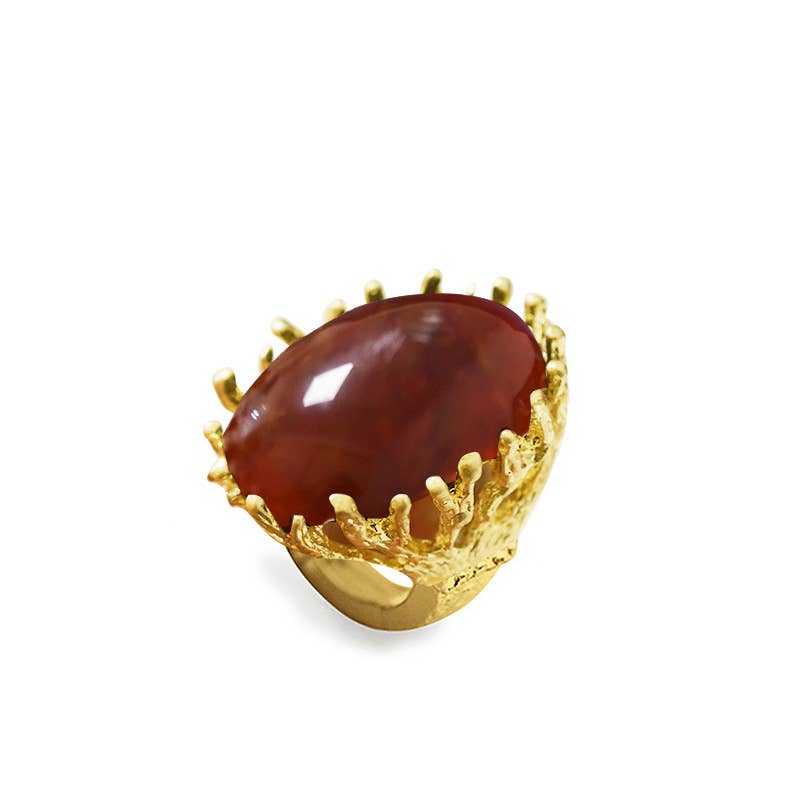 AMORINO SRL – wholesale Single stone/solitaire ring – LARGE ELASTIC CORAL RING WITH RESIN STONE5