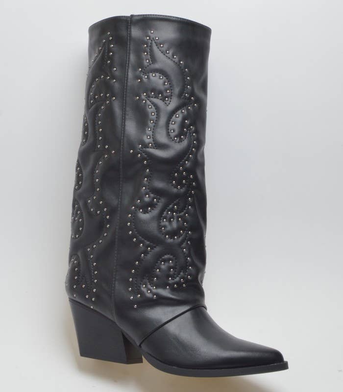 SWEET MAGIC SHOES & BAGS - Wholesale Cowboy Boots - Women's - FAUX LEATHER COWBOY BOOT WITH STUDS1