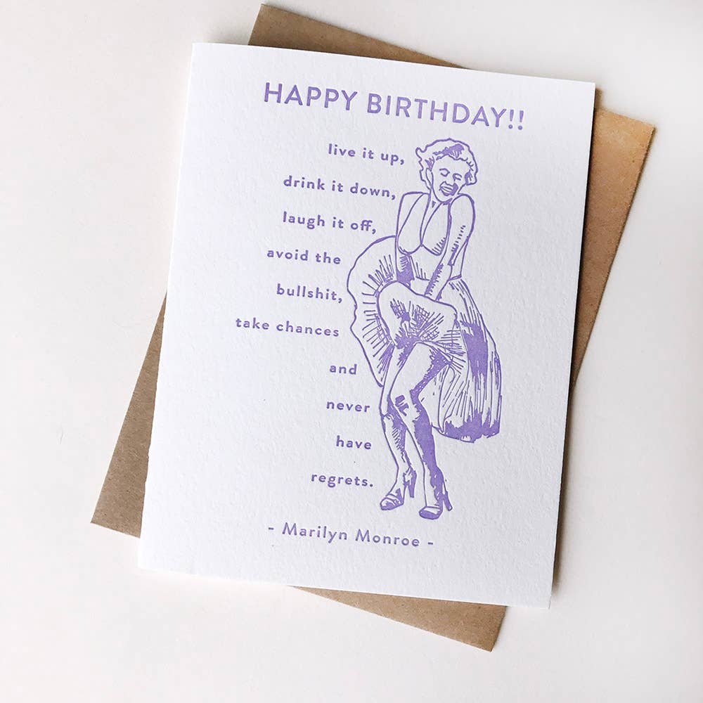 Steel Petal Press - Wholesale Birthday Card - Marilyn Monroe Birthday - Letterpress Birthday Greeting Card1