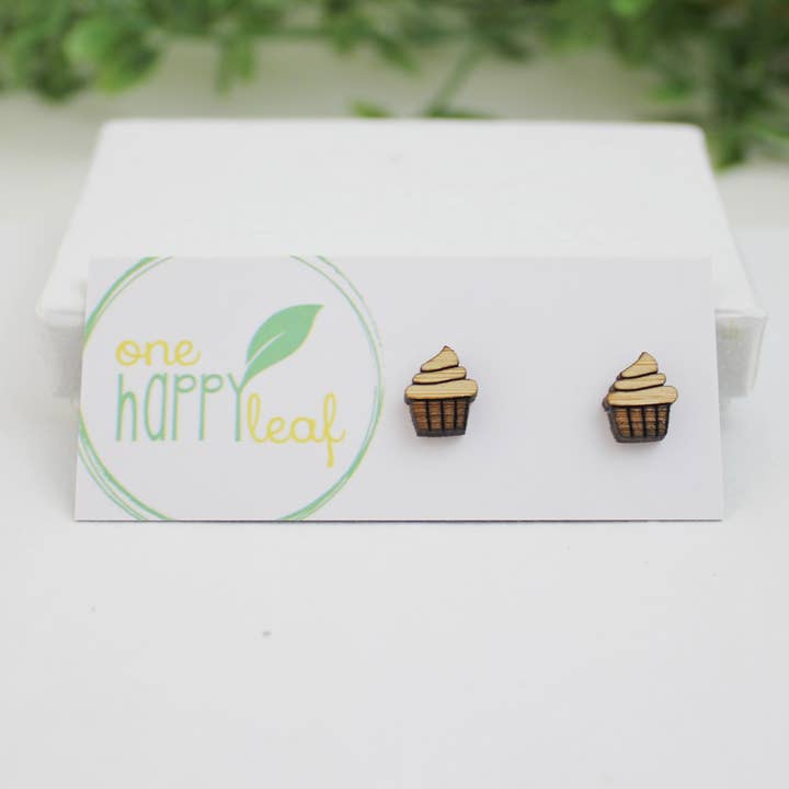 Cupcake stud earrings for wholesale by One Happy Leaf
