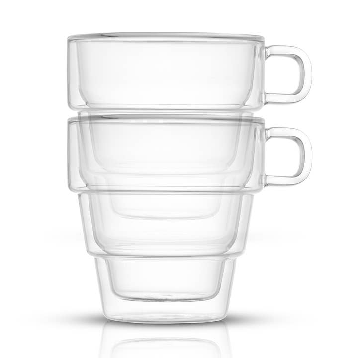JoyJolt - Vendita all'ingrosso Tazza da tè/caffè - Pila - Set di 2 bicchieri da caffè a doppia parete, 470 ml