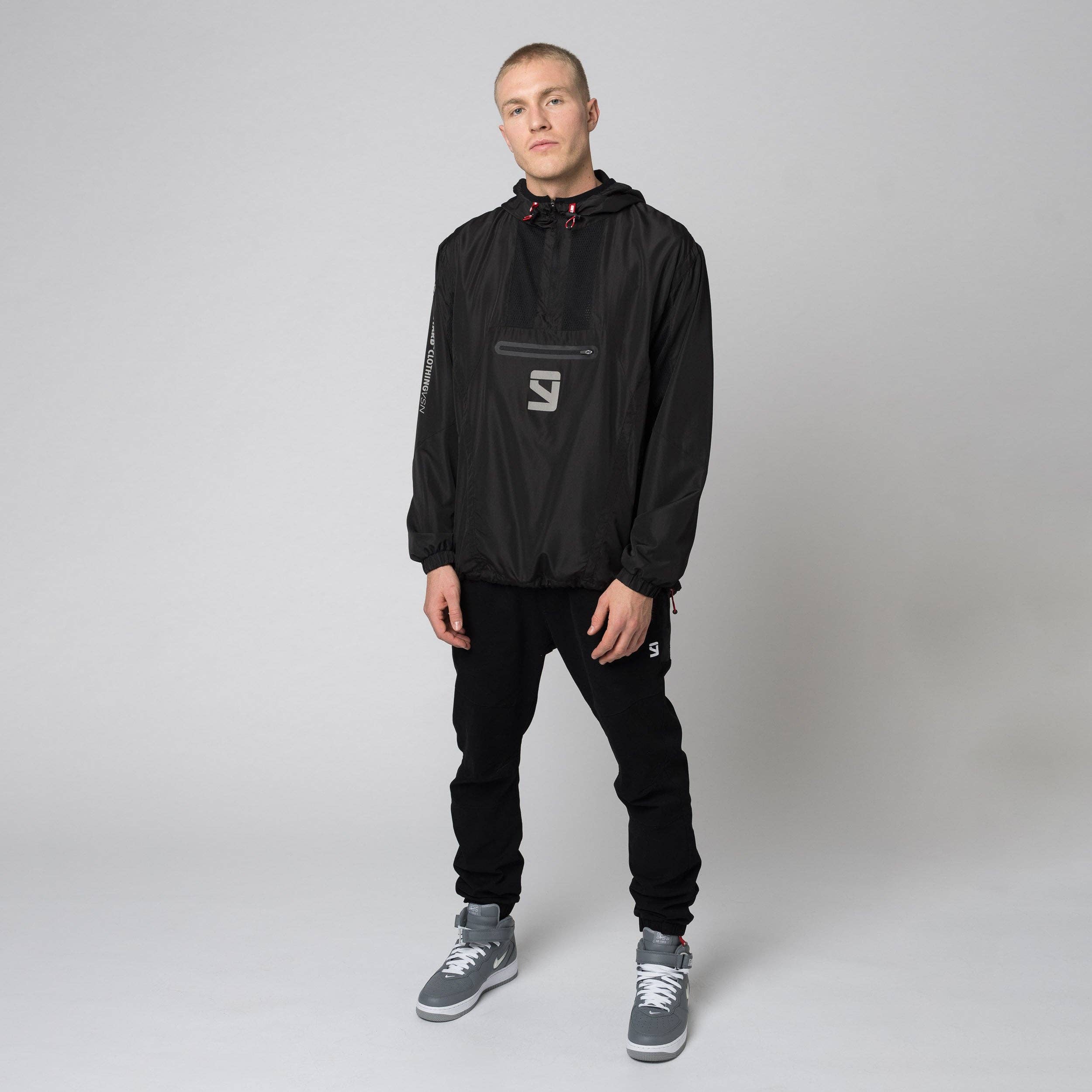 black SIGNATURE. vent half zip windbreaker jacket for wholesale on Faire1