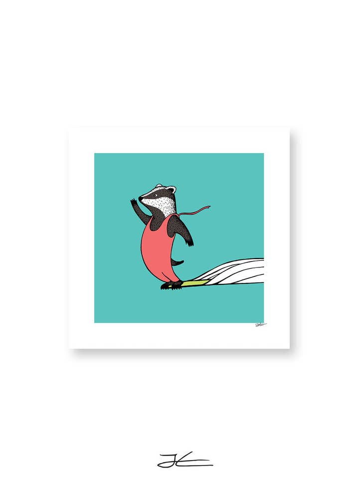 Surfing Badger - Print/ Framed Print for wholesale by Jonas Claesson