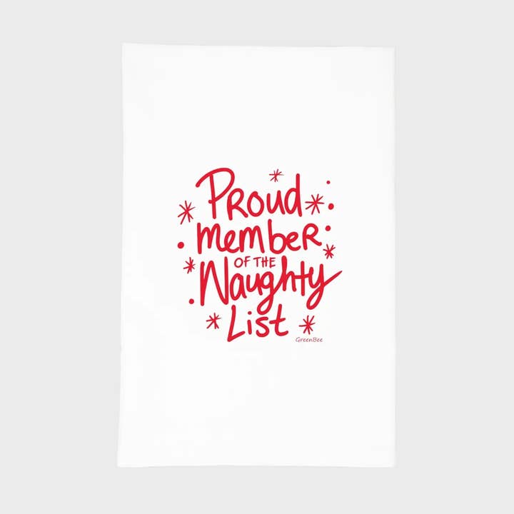 Green Bee Tea Towels - Wholesale Tea Towel - Naughty List Christmas Towel | Tea Towel | Kitchen Tea Towel0