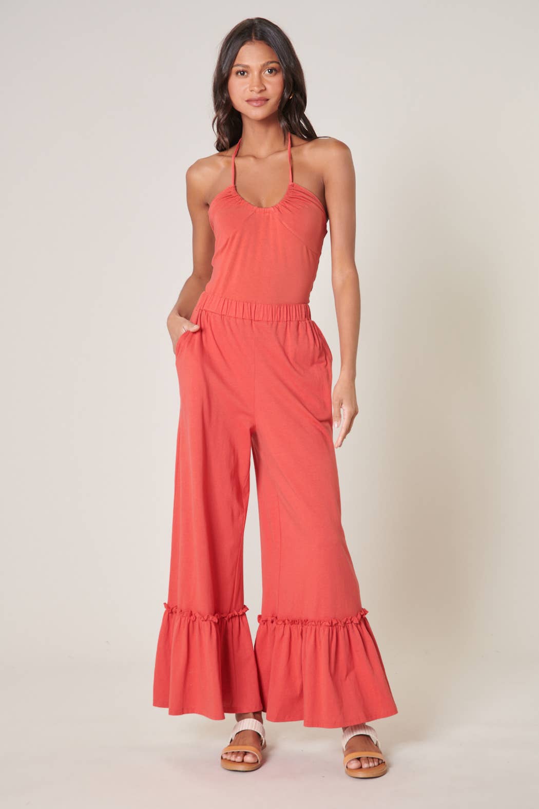 Sugarlips - Vente Pantalon – femme - Pantalon en coton tricoté à jambes larges avec volants Ryder2