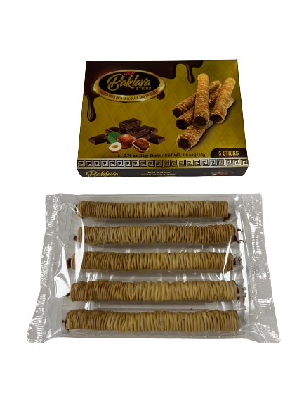 Baklava Sticks - Wholesale Chocolate Covered Sweets - Baklava Sticks Hazelnut Chocolate Cream Crispy Phyllo Dough6