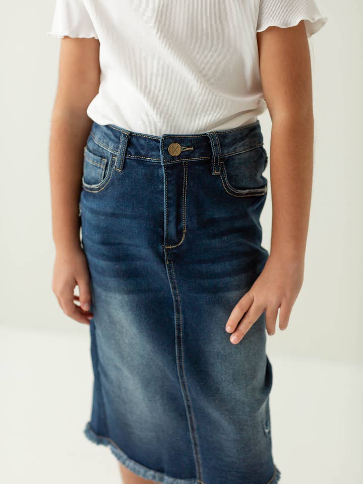 The Main Street Exchange - Wholesale Skirt - Kids - 'Nala' Girl Distressed Denim Skirt3