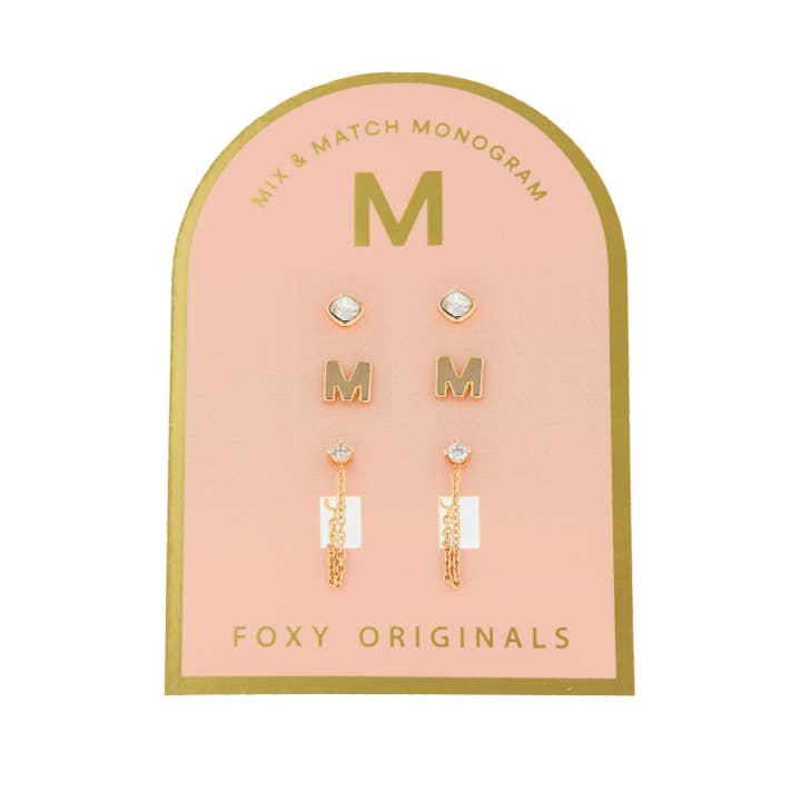 Foxy Originals - Wholesale Jewelry Set - Monogram Collection | Alphabet Mix & Match Earrings Pack15