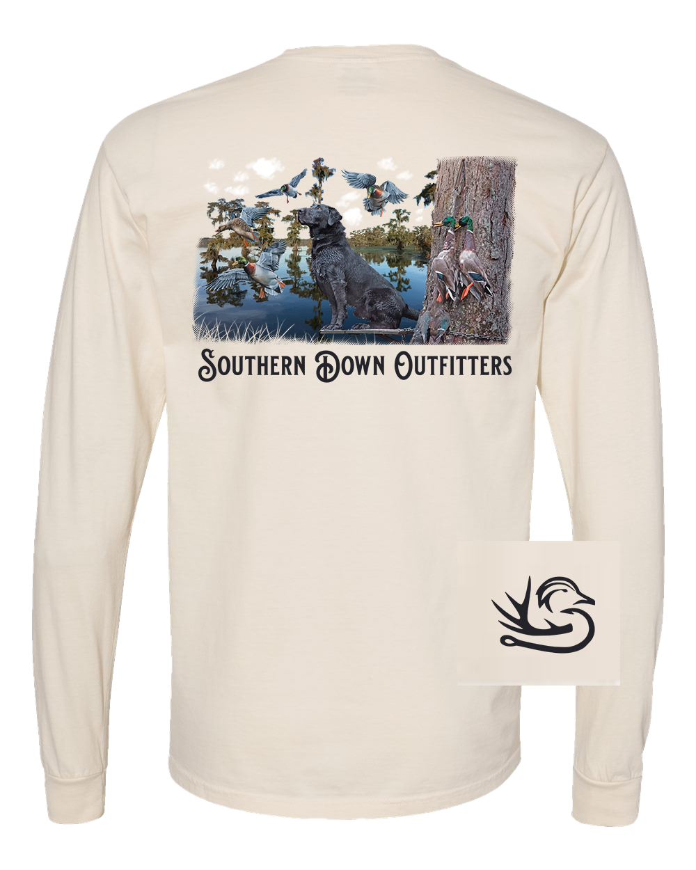 Southern Down Outfitters - Vente T-shirt sérigraphié – unisexe - T-shirt à manches longues Black Lab Swamp0