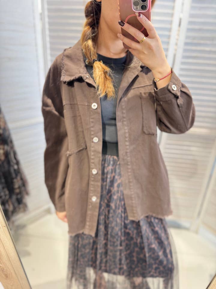 Brown Denim jacket with artistic print (Copy) for wholesale on Faire0