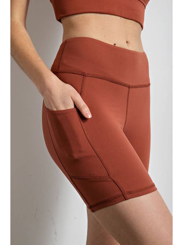 Sunday Morning - Wholesale Athletic Shorts - Women's - P406237-Butter Soft 6 Inch Biker Short with Pockets48