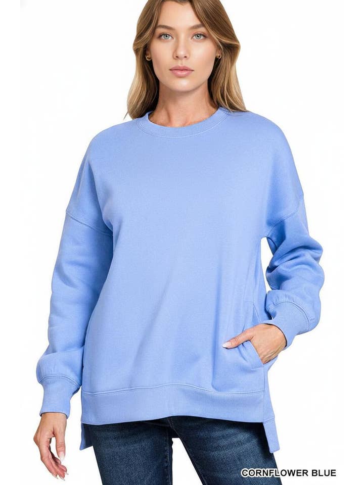 42POPS – wholesale Sweatshirt – Women's – .Fleece Hi-Low Hem Pullover w/ pockets15