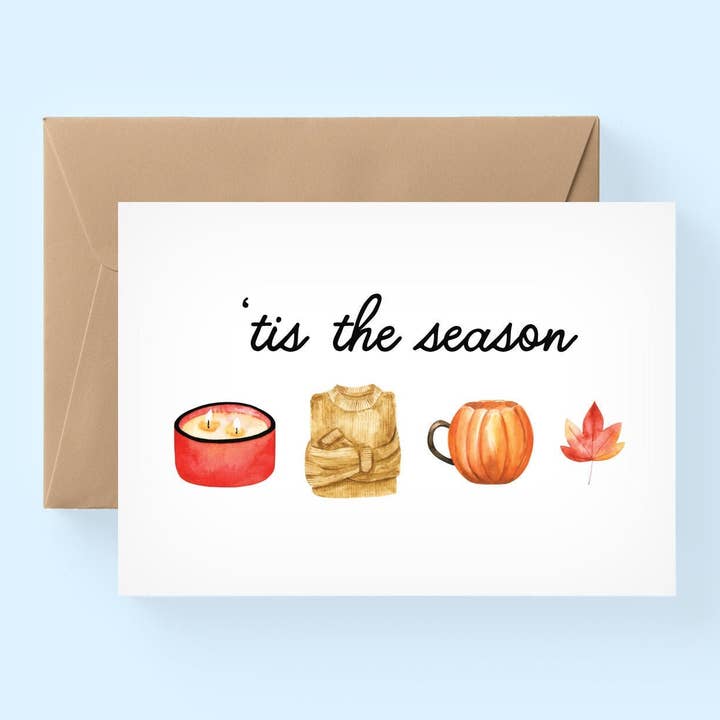 Tis The Season Card, Halloween, Läskig Säsong, Höst Är Här, Höstkort, Basic B* Tch, Pumpa Spice, Höst Höstkort/SKU: Fpollie22 för wholesale av the adventure corner