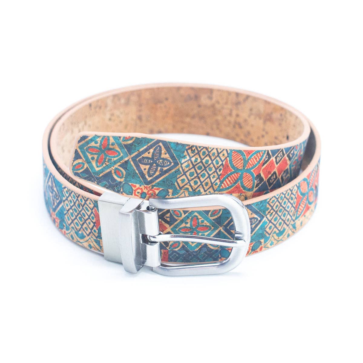 Meninas Bonitas Cork - Wholesale Riem - Dames - Damesriem van natuurlijk kurk met bloemprint en verstelbare gesp6