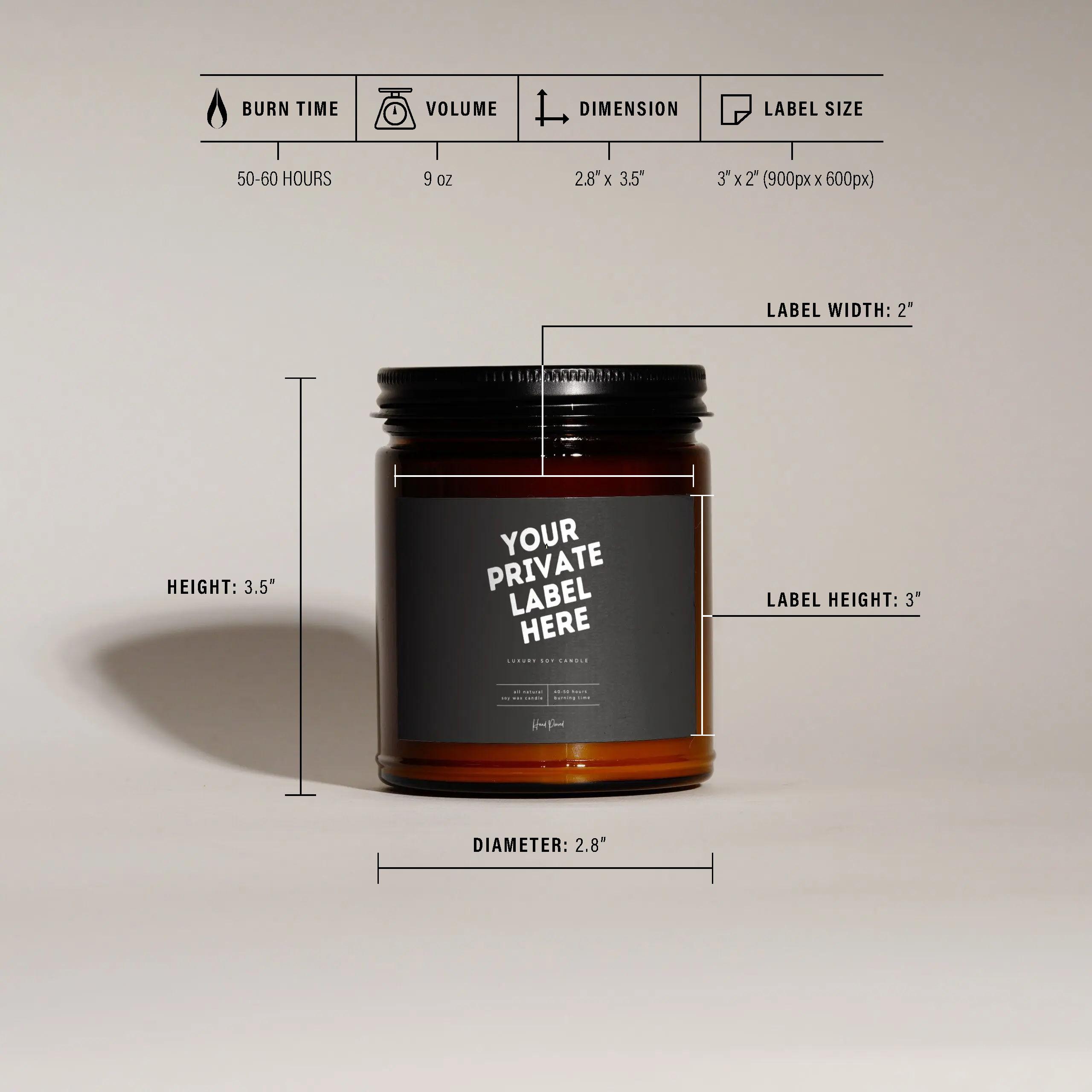 Lumient - Wholesale Jar/Filled Candle - Amber Glass Candle Soy Wax 9oz Candle Lumient 1