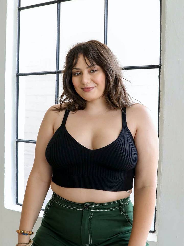 Leto Accessories - Wholesale Knit Top - Women's - Plus Size Contour Rib Knit Brami Lounge Top13