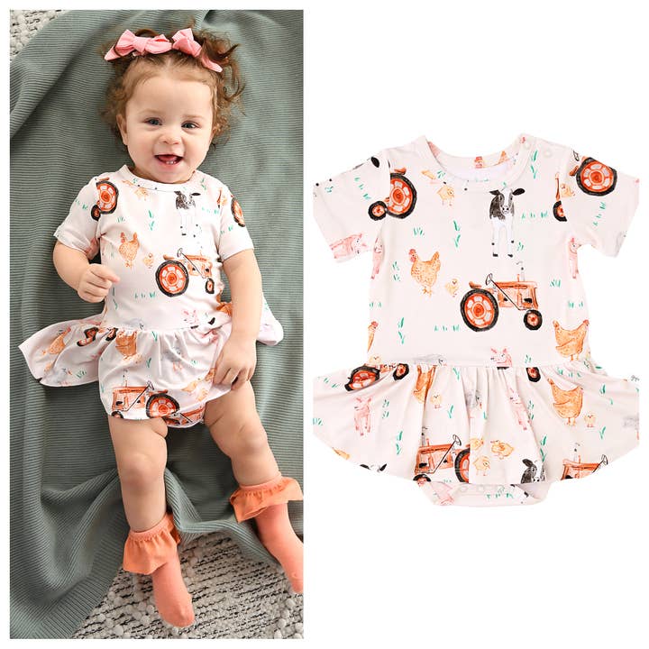 Millie Moo TUTU Bamboo Farm Baby Clothing Dress Outfit for wholesale by Gigi and Max