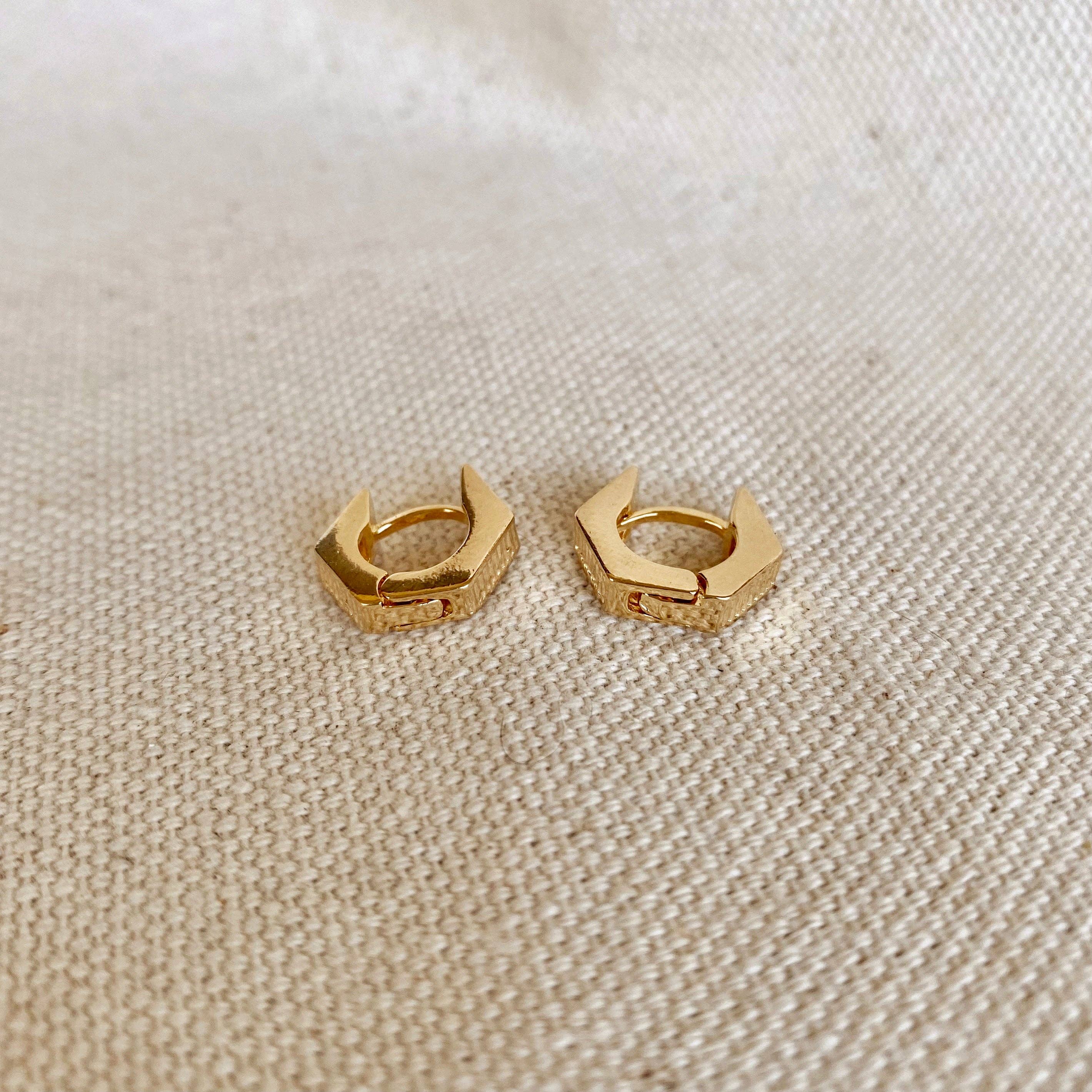 GoldFi - Wholesale Hoop Earrings - 18k Gold Filled Textured Shaped Clicker Hoop Earrings5