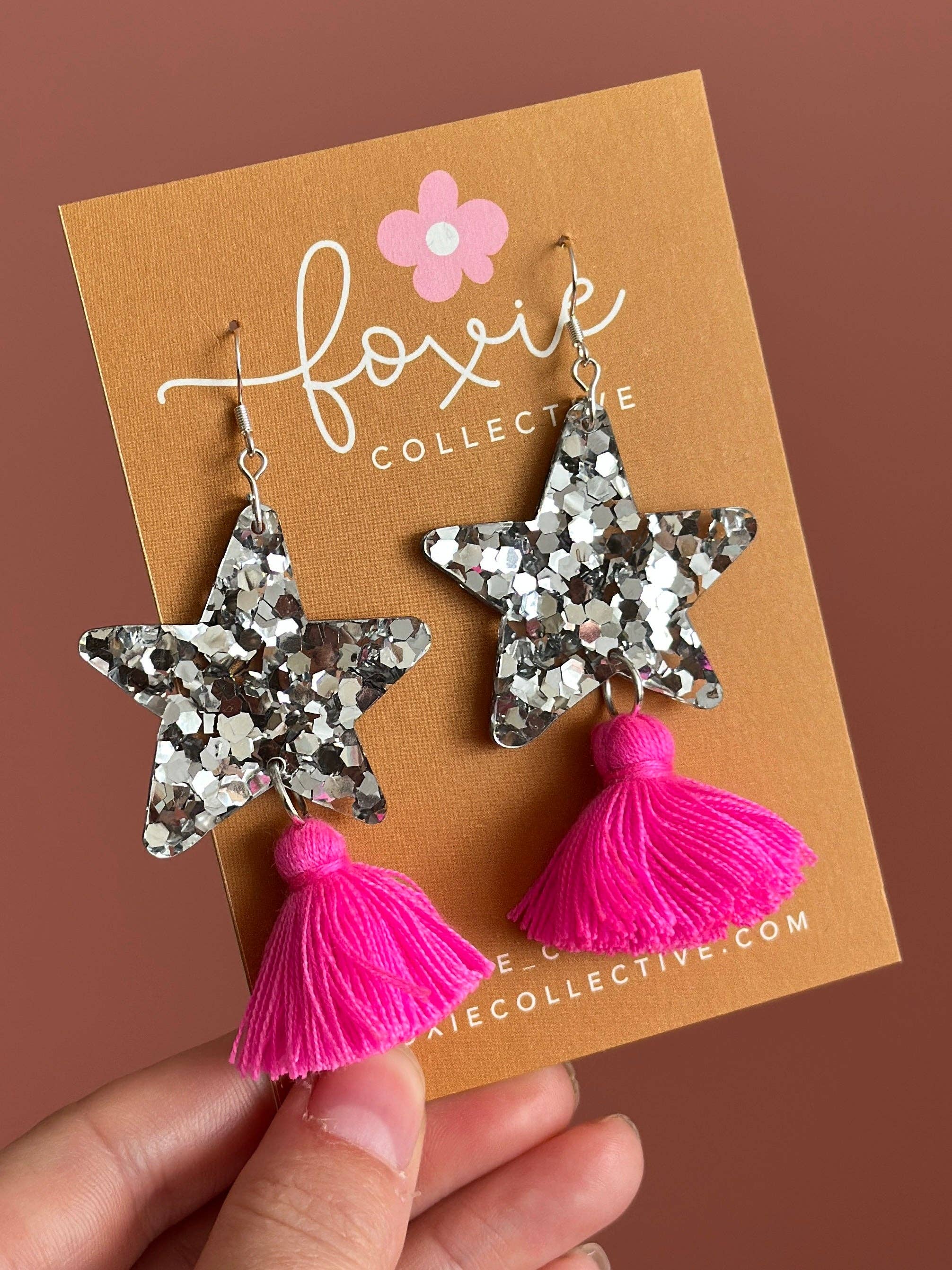 Foxie Collective - Wholesale Dangle Earrings - Custom Star Dust Dangles | Silver or Gold | Select Tassel Colour | WHOLESALE15