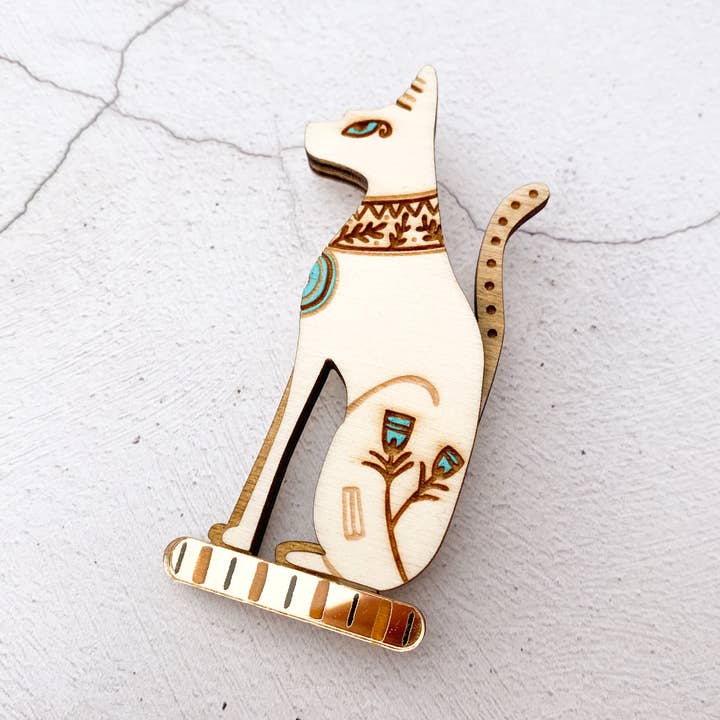 Egyptian Cat Statue Brooch for wholesale by Kate Rowland