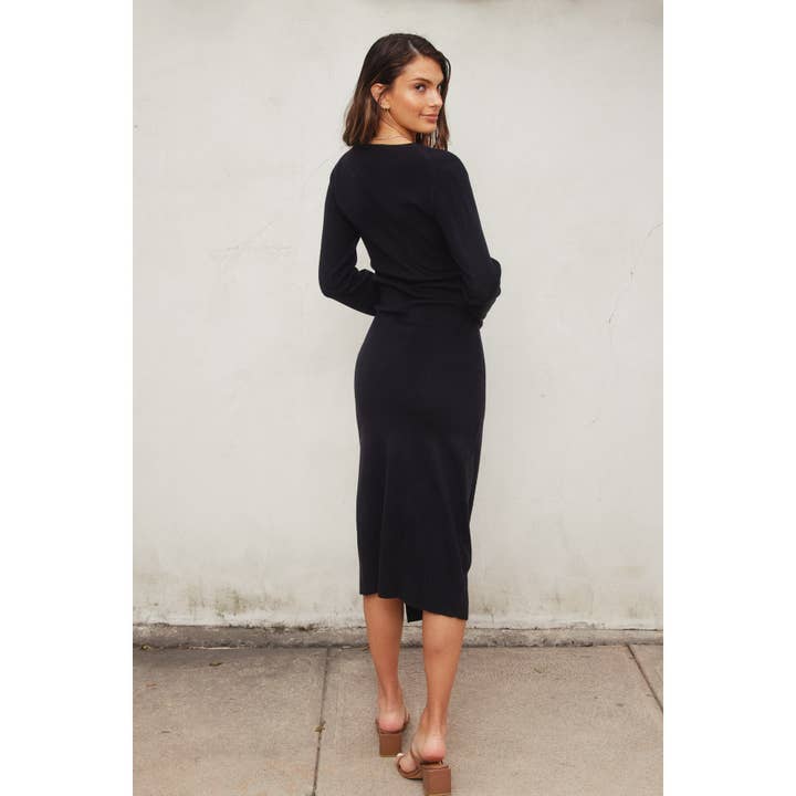 Dress Forum - Wholesale Knit Sweater - Women's - Surplice Ruched Side Midi Knit Dress11