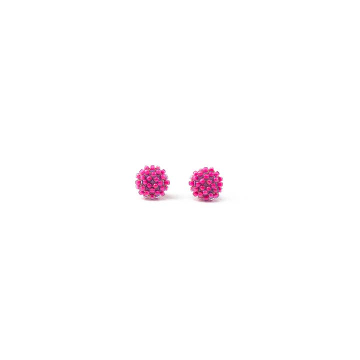 Viva Magenta Beaded Stud Earrings for wholesale by MINTUCHI