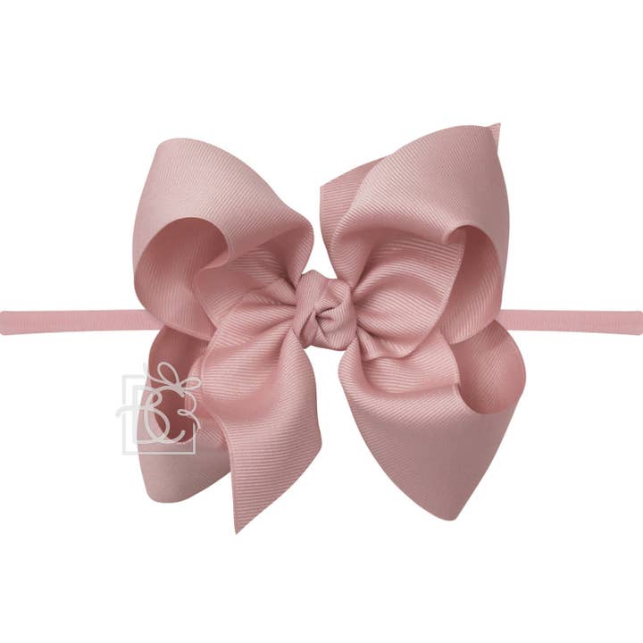 Beyond Creations, LLC - Wholesale Fashion Headband - Kids - 1/4" NYLON PANTYHOSE HEADBAND W/SIGNATURE GROSGRAIN BOW186