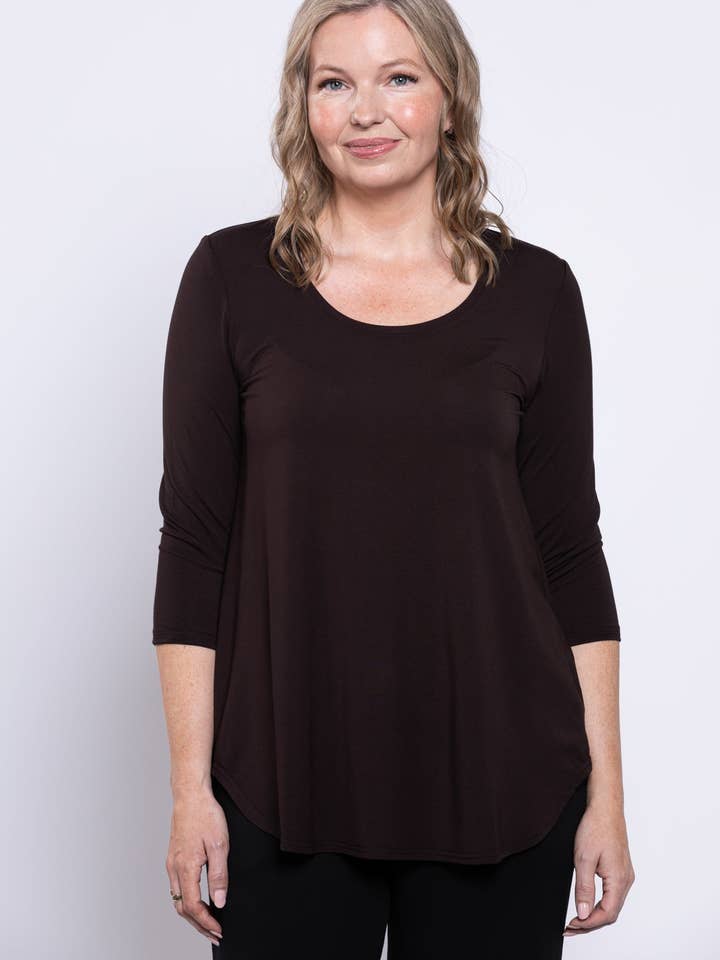 Jazz 3/4 Slv Top, koffie, bamboe voor wholesale door Blue Sky Clothing Co LLC