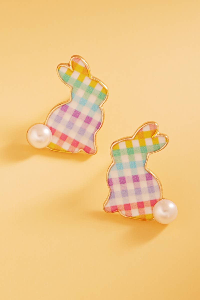 Designature New York - Wholesale Stud/Post Earrings - Easter Bunny Enamel Pattern Titanium Post Earrings0