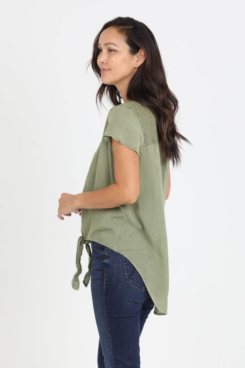 Nostalgia - Wholesale Blouse - Women's - N2U60-ASIS V NECK TIE WAIST TOP WTIH EMBROIDERY AND LACE13