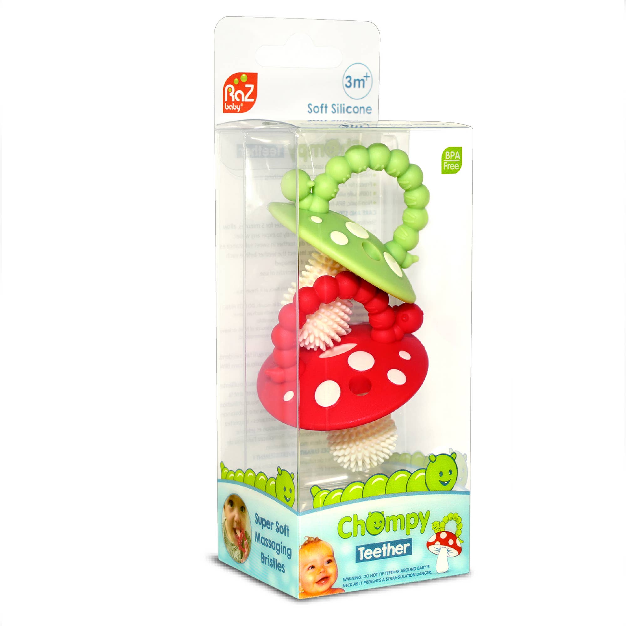 RaZbaby - Wholesale Teether (Not Clip-On) - Baby - Chompy Mushroom Silicone Teether - 2PK10