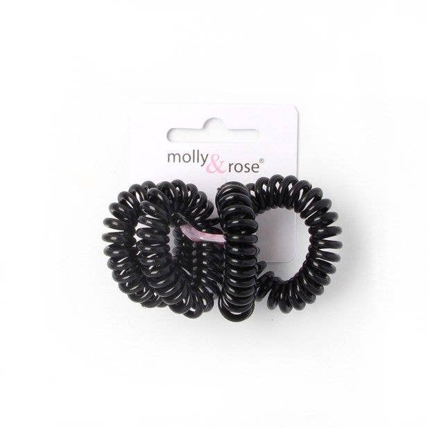 Inca UK – wholesale Hair tie – Spiral cord elastic - 9mm Thick - Card of 4 - Black0