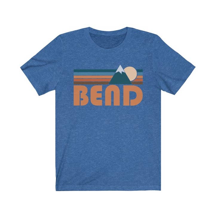 Bend, Oregon T-Shirt - Retro Mountain Adult Unisex Bend T Shirt for wholesale by Hey Mountains