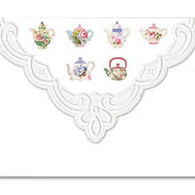 Carol Wilson Fine Arts Inc./For Arts Sake - Wholesale Stationery/Notecard Set - Quilted Tea Cup Embossed, Die-cut Boxed Note Cards ncp23332