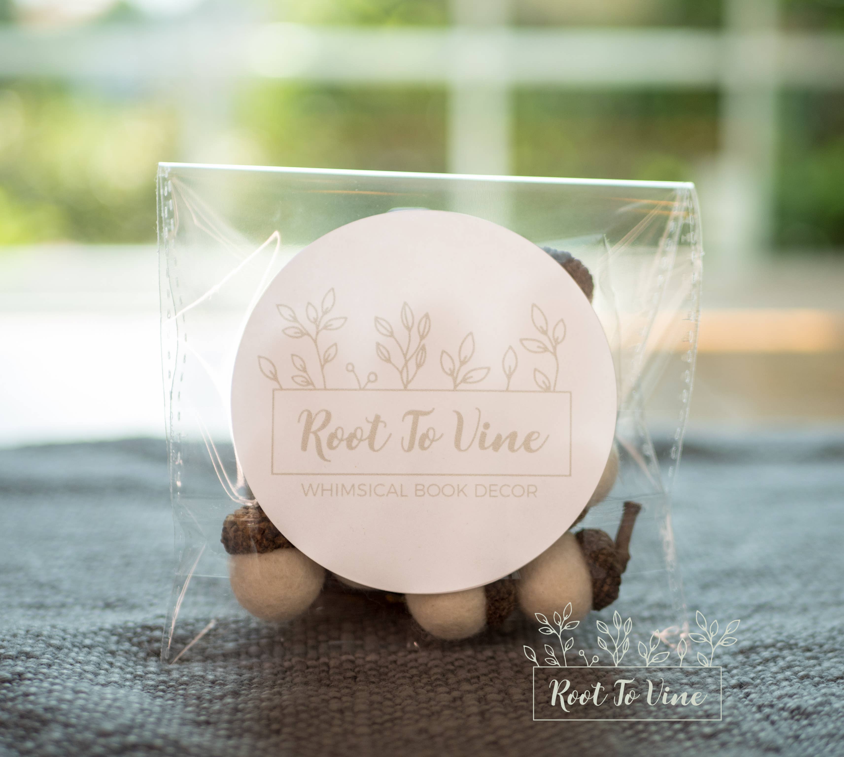 Root To Vine - Wholesale Decorative Tabletop Object - Fall Felt Acorns-White Set of 12-Fall Decor-Halloween Decor 6