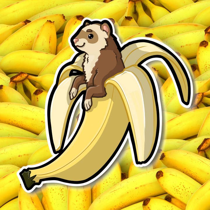 Ferret- Banana Sticker for wholesale by Mega Kawaii Cuties