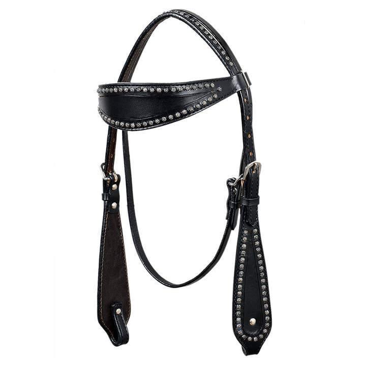 HILASON Western Horse Headstall Genuine American Leather Black for wholesale by HILASON