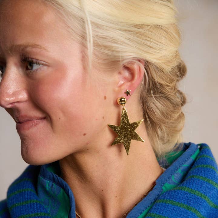 Nickel and Suede - Wholesale Dangle Earrings - Vintage Gold Astrid1