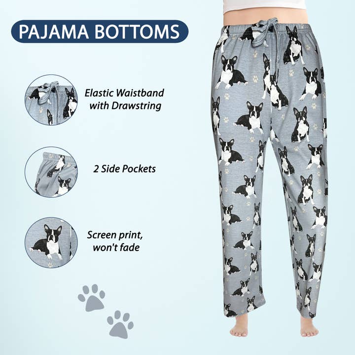 E&S Pets - Vente Bas de pyjama – femme - Bas de pyjama Boston Terrier - Pantalon de pyjama pour amoureux des animaux1