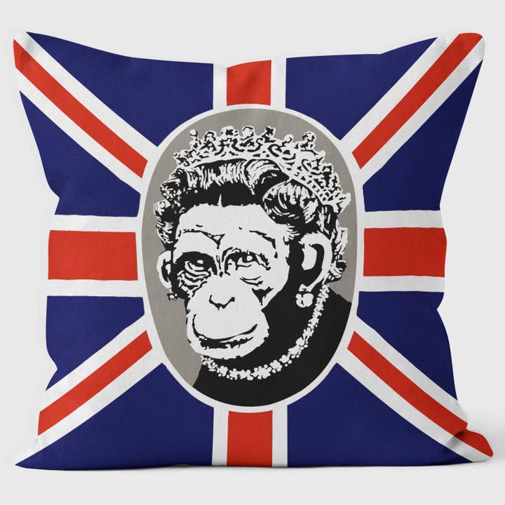 Royal Monkey - Banksy Inspired - Graffiti Art Cushion for wholesale by ART CUSHIONS