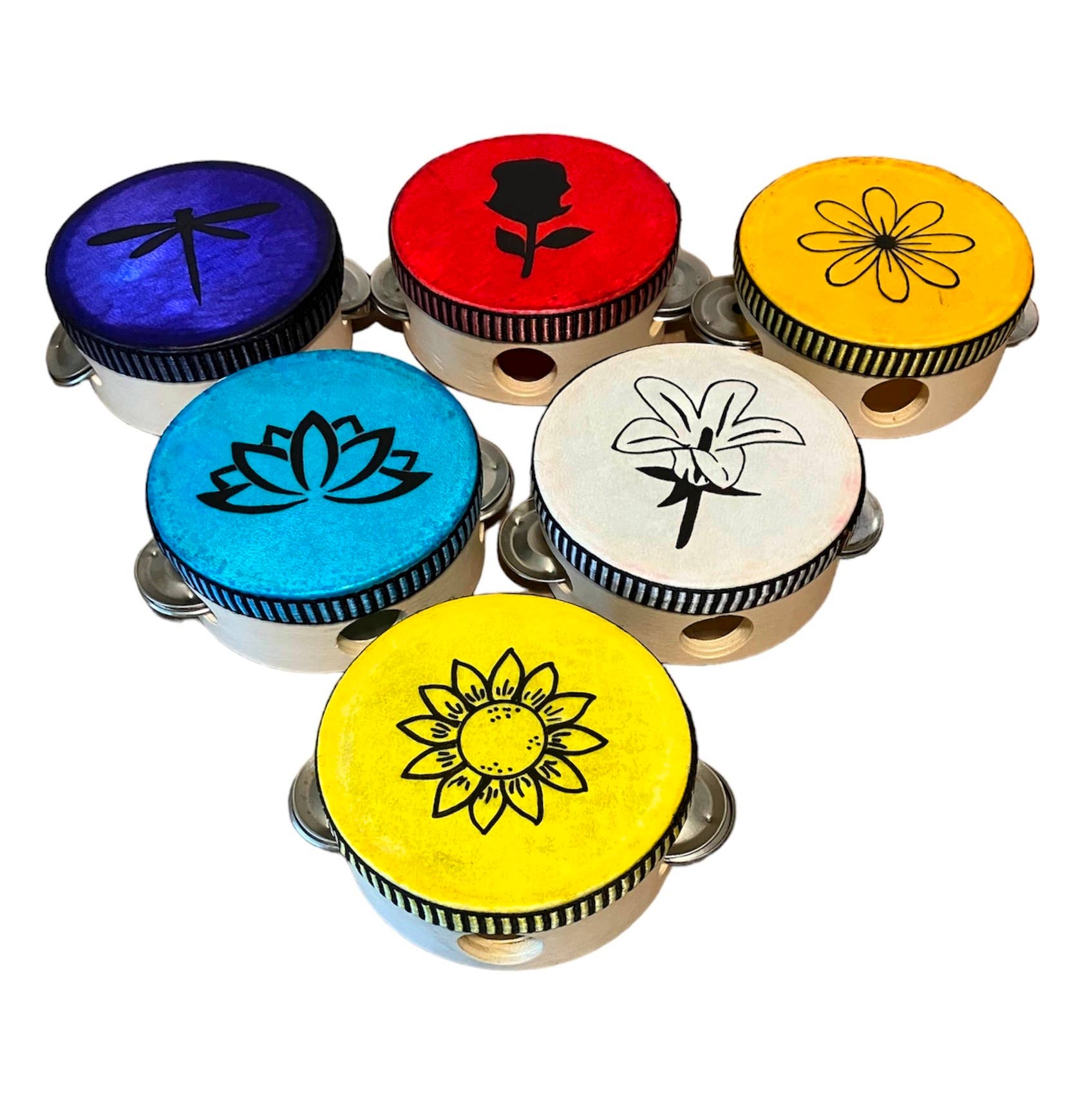 inRhythm - Wholesale Musical Instrument - Mini Tambourine 4" with Floral Designs Music Gift7