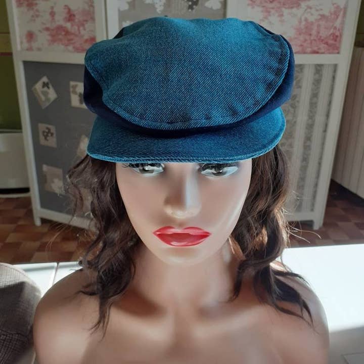 La Fabrique de Zazou – wholesale Newsboy/Schoolboy Hat - Dam – Denim platt keps