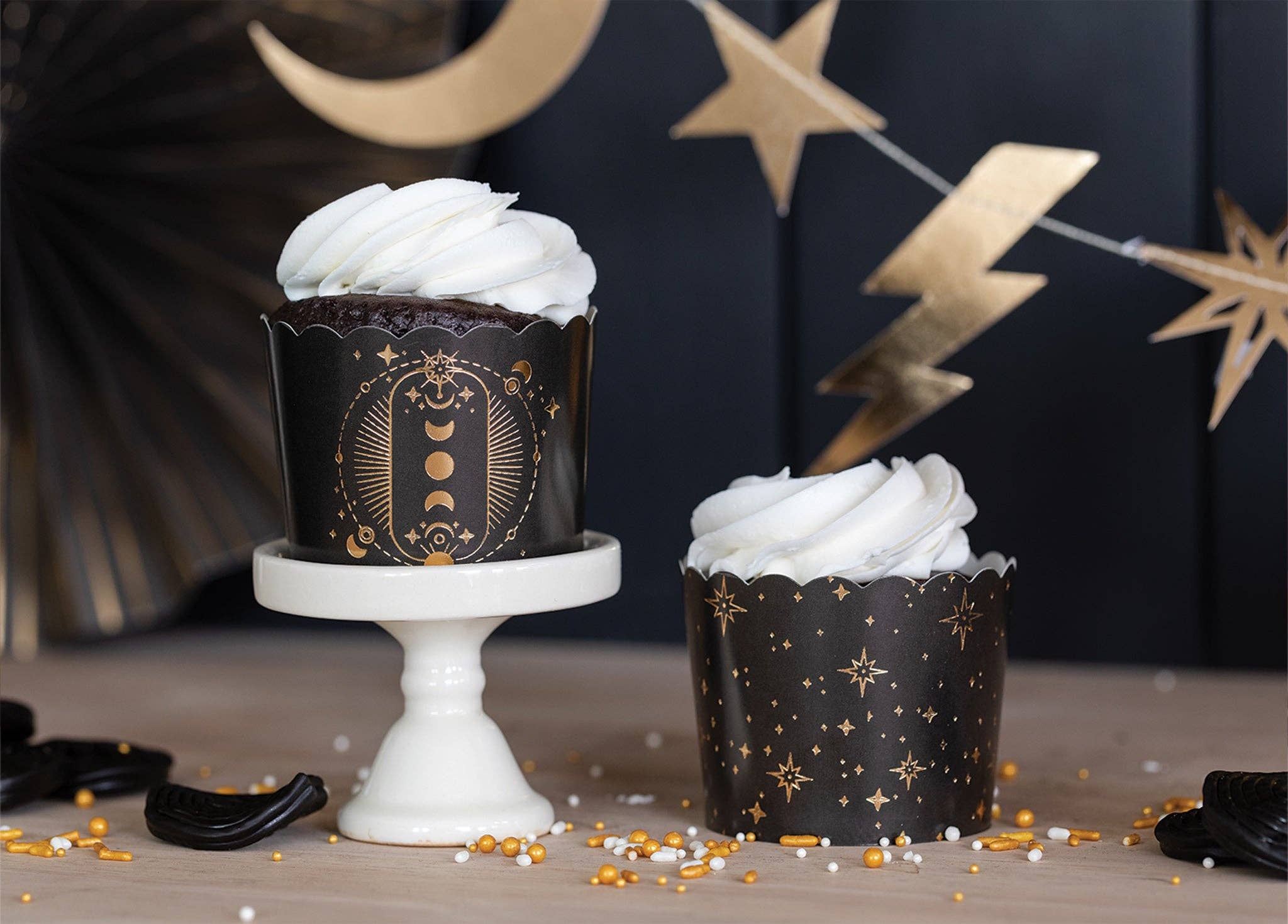 My Mind’s Eye - Wholesale Cupcake/Muffin Liner - PLCC906 - Gold Foil Black Magic Food Cups (50 pcs)2