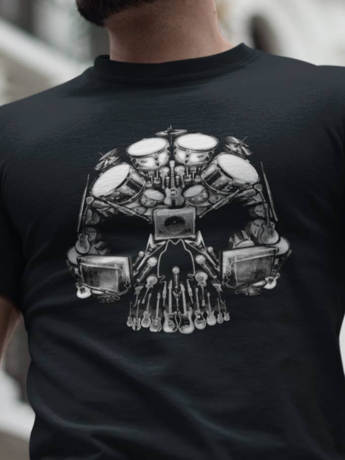 Black Skull Rocker - 4.5 oz Cotton T-Shirt for wholesale on Faire1