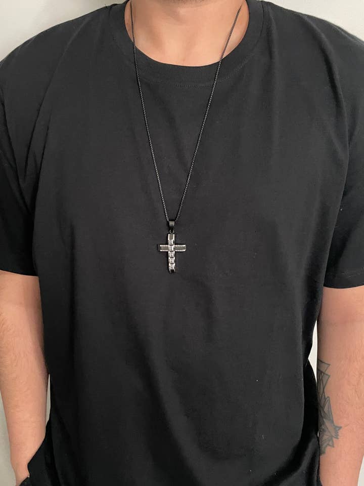 Black Bling Cross for wholesale by Silver & Bare