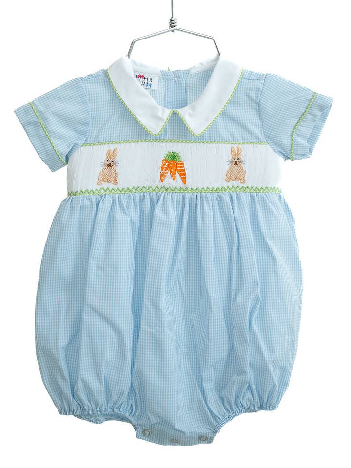Ruth and Ralph - Wholesale Bodysuit (Non-Footed) - Baby - Easter Bunny and Carrots Smocked Henry Bubble1