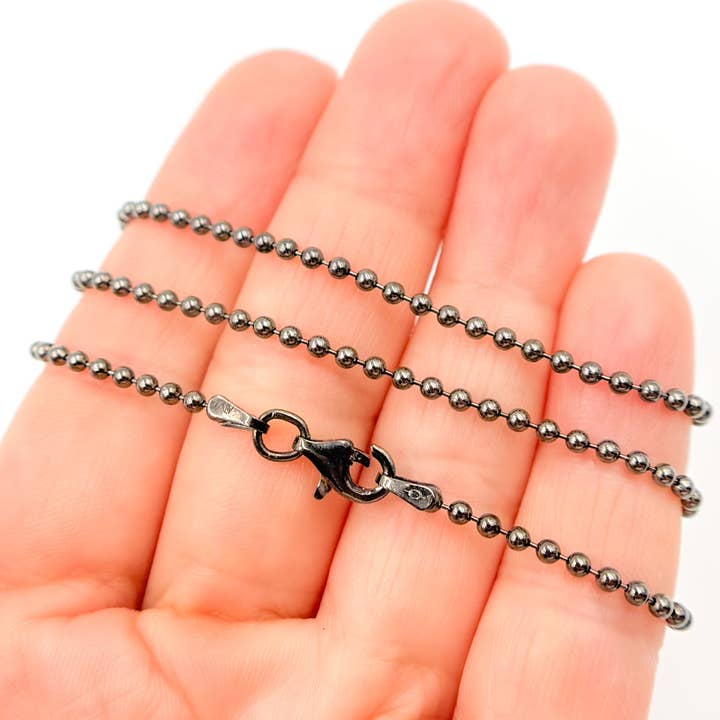 BC200BR. Black Rhodium Bead Necklace for wholesale by Tresor Jewelry Inc.