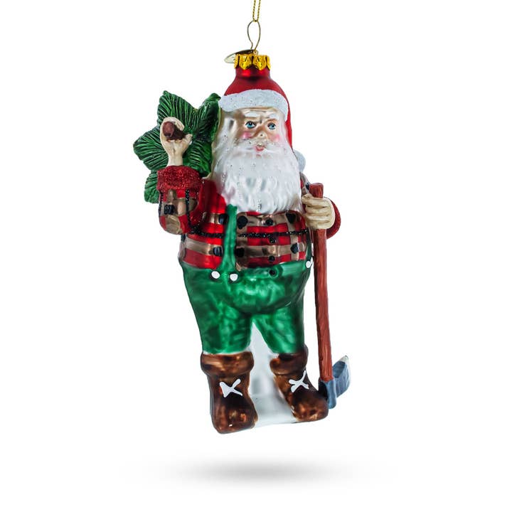 BestPysanky - Wholesale Ornament - Lumberjack Santa Glass Ornament1