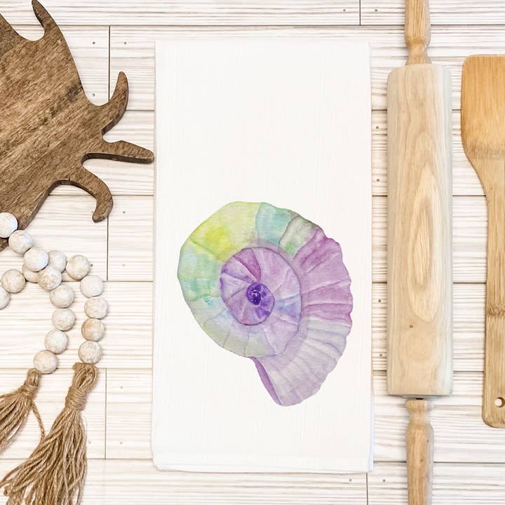 Aquarel Regenboog Nautilusschelp Wafelstructuur Handdoek voor wholesale door Crows Nest Atelier, LLC