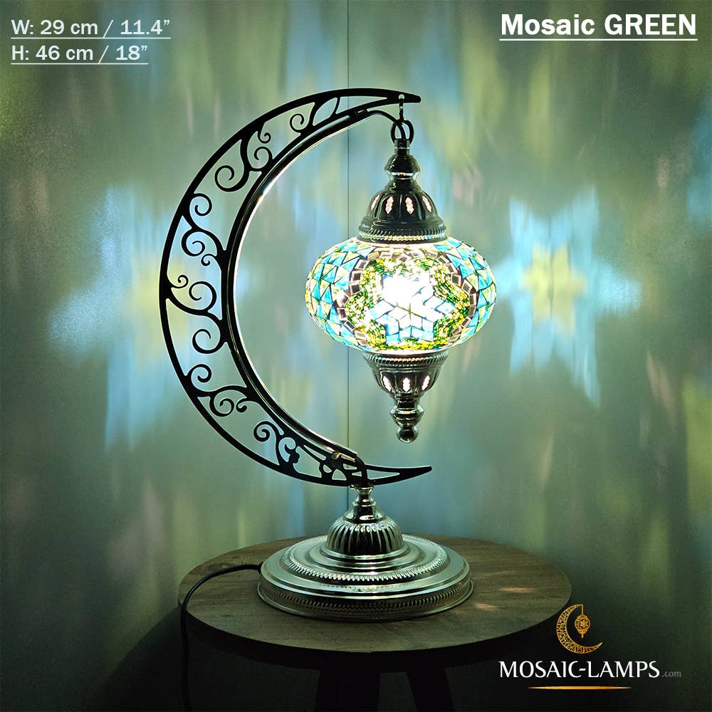 Mosaic Lamps - Vendita all'ingrosso Lampada da scrivania/d'accento - Lampada da scrivania Turkish Moon in argento, luci ad arco marocchine, Murano C35